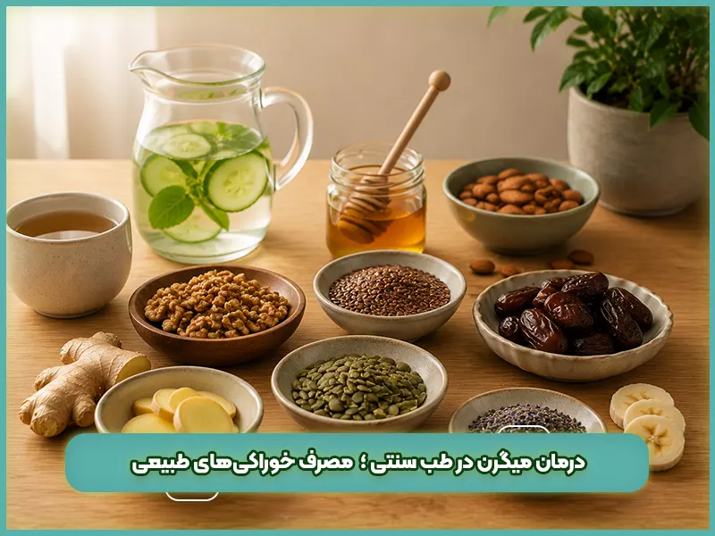 درمان میگرن در طب سنتی ؛ مصرف خوراکی‌های طبیعی