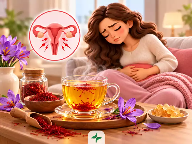 درمان درد قاعدگی با طب سنتی 169 گیاهان دارویی برای کاهش درد قاعدگی: ۱۰. دمنوش زعفران