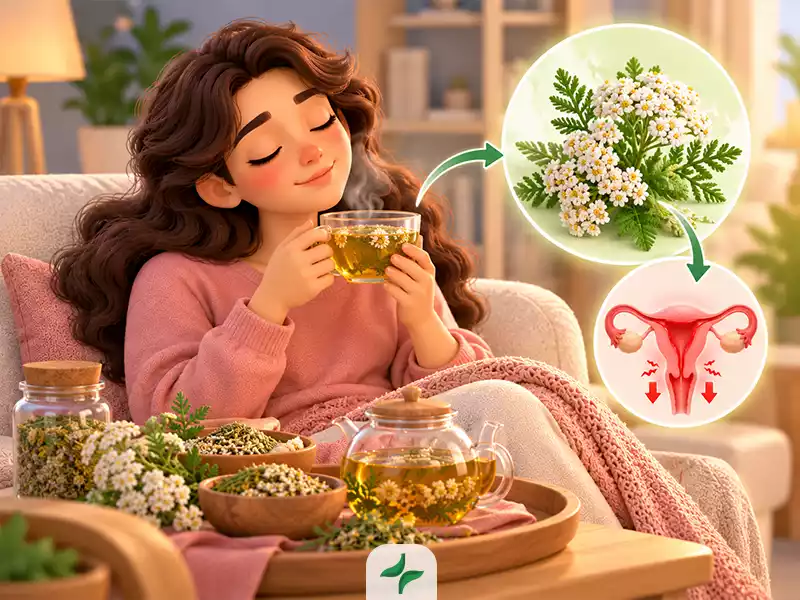 درمان درد قاعدگی با طب سنتی 165 گیاهان دارویی برای کاهش درد قاعدگی: ۶. دمنوش بومادران
